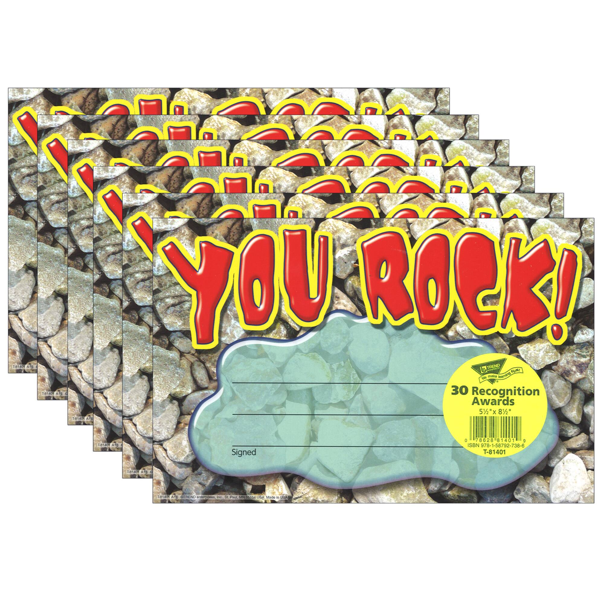 Trend Enterprises® You Rock! Recognition Awards, 6 Packs of 30